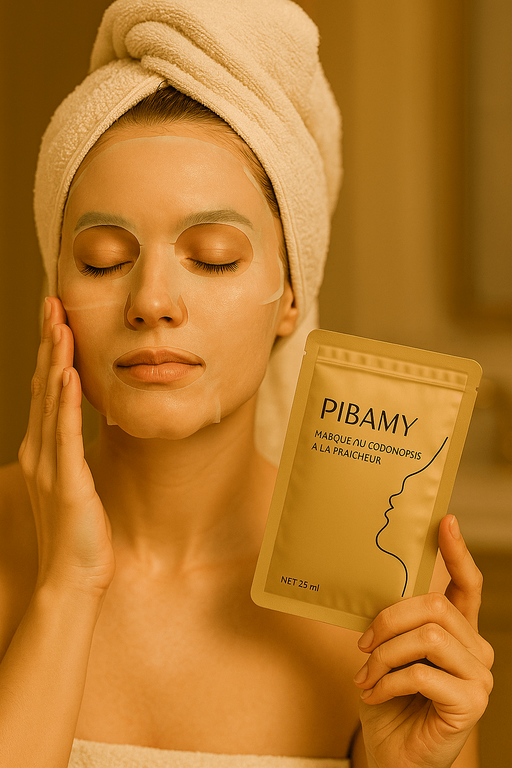 10 Masques pour cou raffermissant à l’or – Anti - âge & hydratant PIBAMY (25 ml) - NaturaJade
