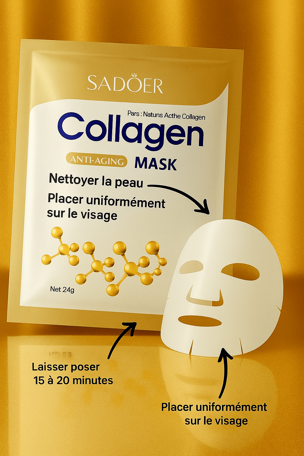 10 Masques Visage au Collagène – Hydratant, Raffermissant & Anti - Rides (Cure 10 Masques) - NaturaJade