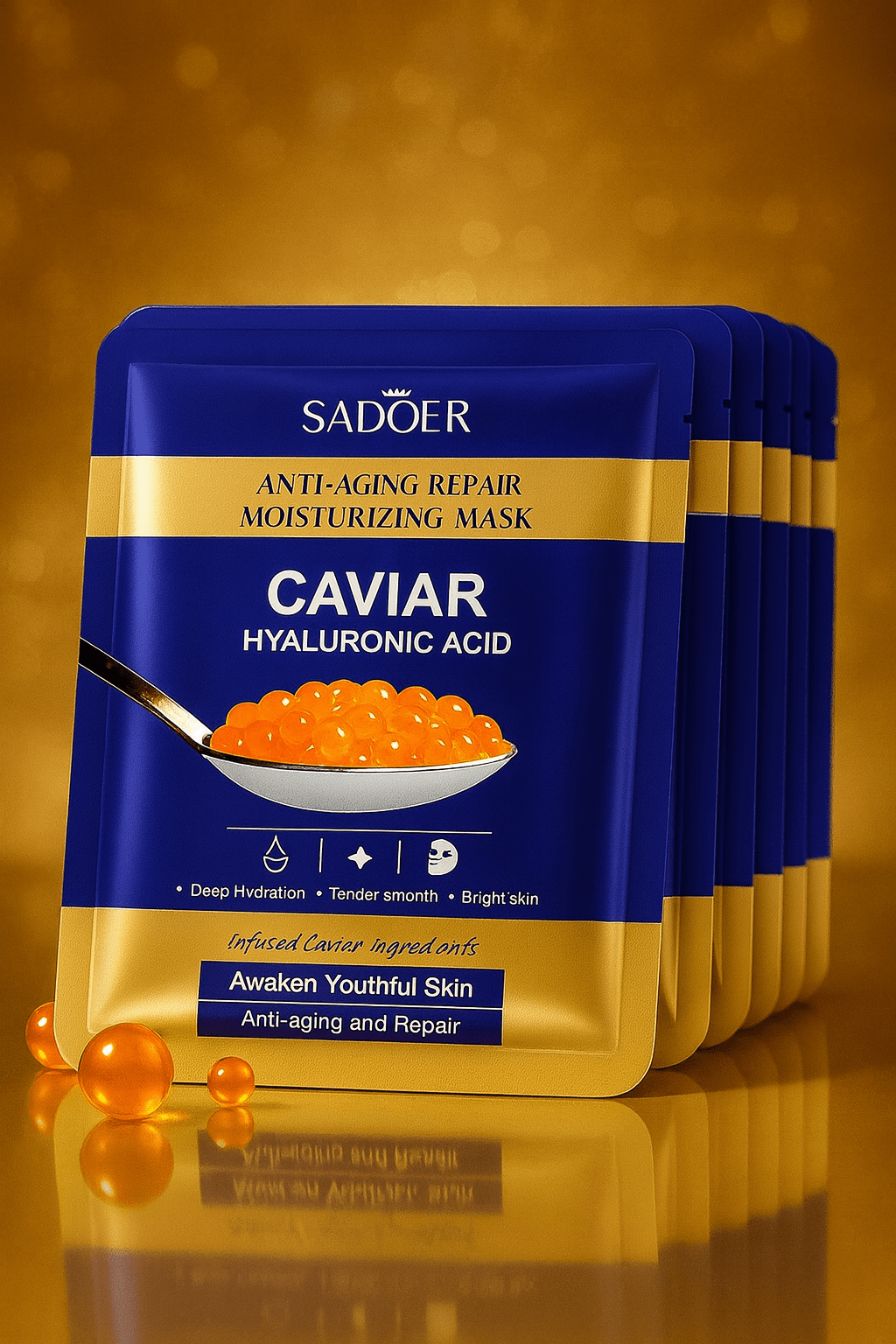 10 Masques Visage Caviar & Acide Hyaluronique – Anti - Âge, Hydratation & Éclat - NaturaJade