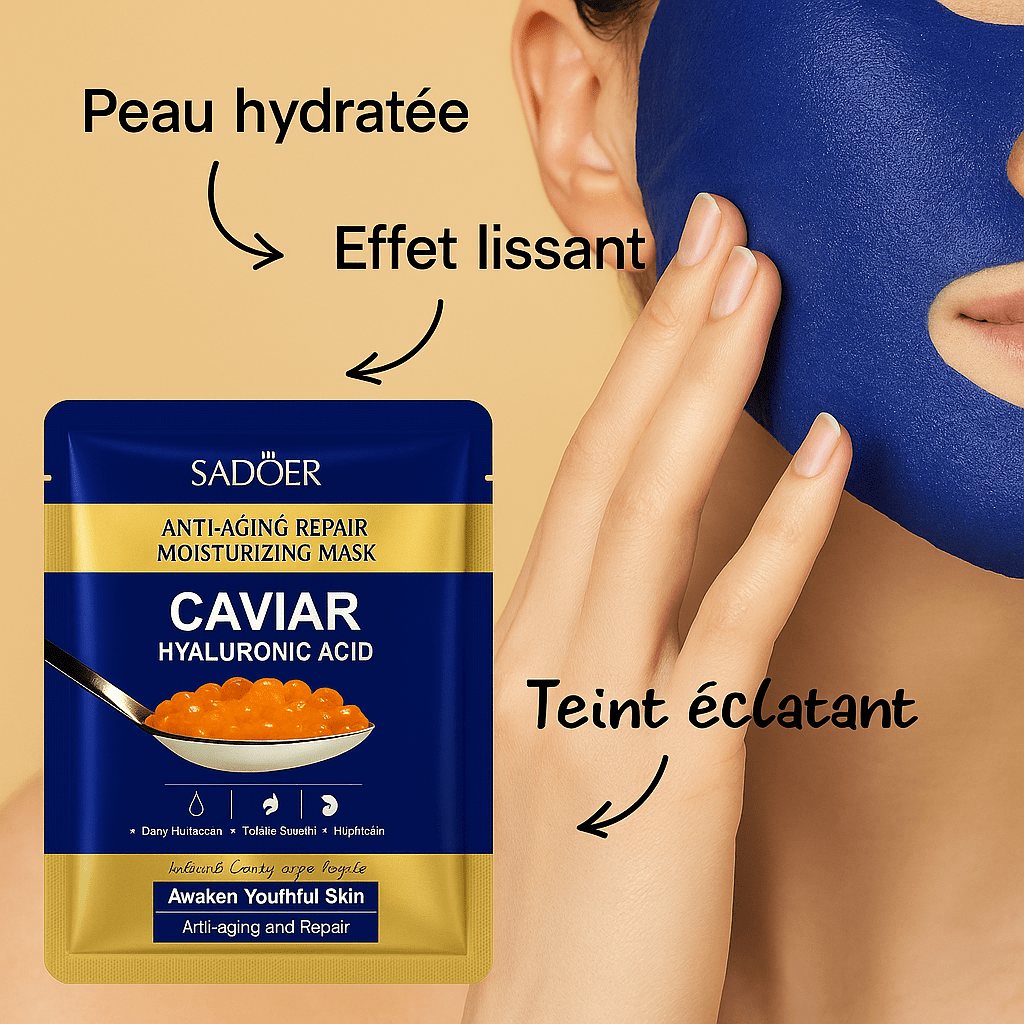 10 Masques Visage Caviar & Acide Hyaluronique – Anti - Âge, Hydratation & Éclat - NaturaJade