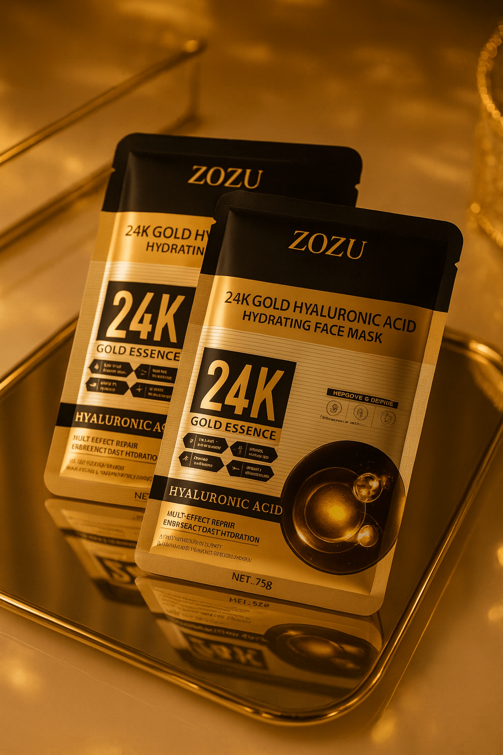 2 Masques visage hydratant à l’or 24K et acide hyaluronique – ZOZU - NaturaJade