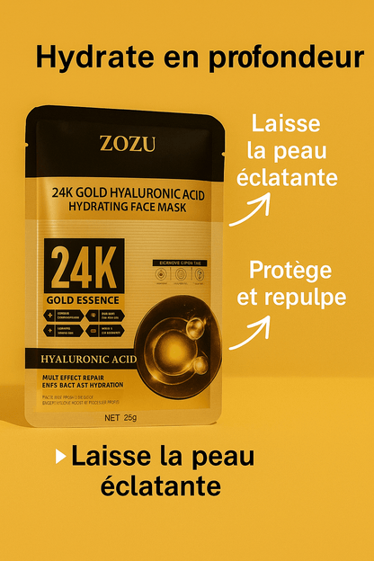 2 Masques visage hydratant à l’or 24K et acide hyaluronique – ZOZU - NaturaJade