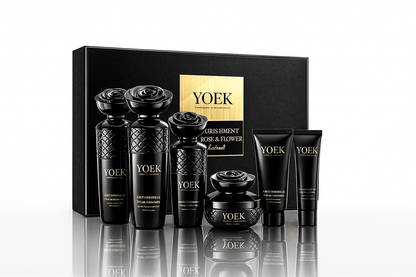 Coffret Anti - Rides coreén YOEK(Rose & Flower) Ensemble de soins de la peau Anti - rides à l'extrait de Rose, nettoyage en profondeur, équilibre du visage - NaturaJade
