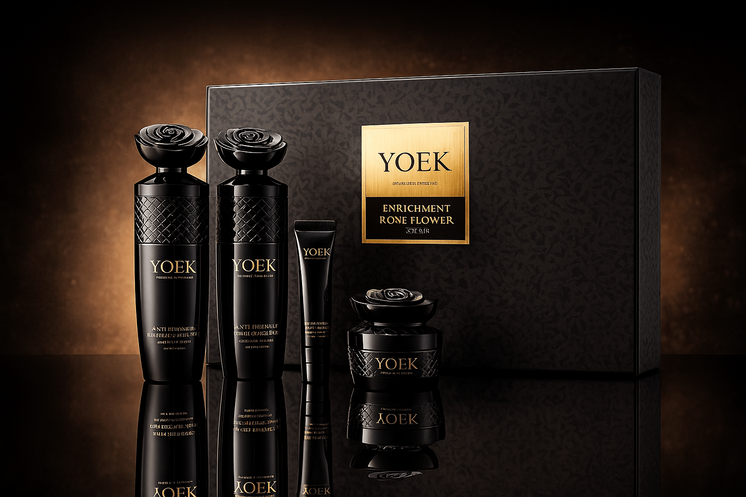 Coffret Anti - Rides coreén YOEK(Rose & Flower) Ensemble de soins de la peau Anti - rides à l'extrait de Rose, nettoyage en profondeur, équilibre du visage - NaturaJade