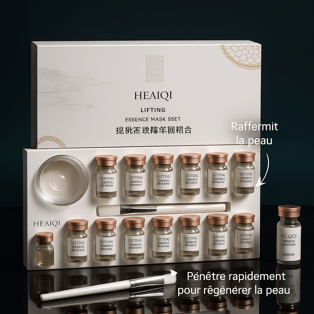 Coffret HEAIQI Anti - Âge – Sérum Lifting, Poudre Lyophilisée & Essence Raffermissante pour Peau Plus Ferme - NaturaJade