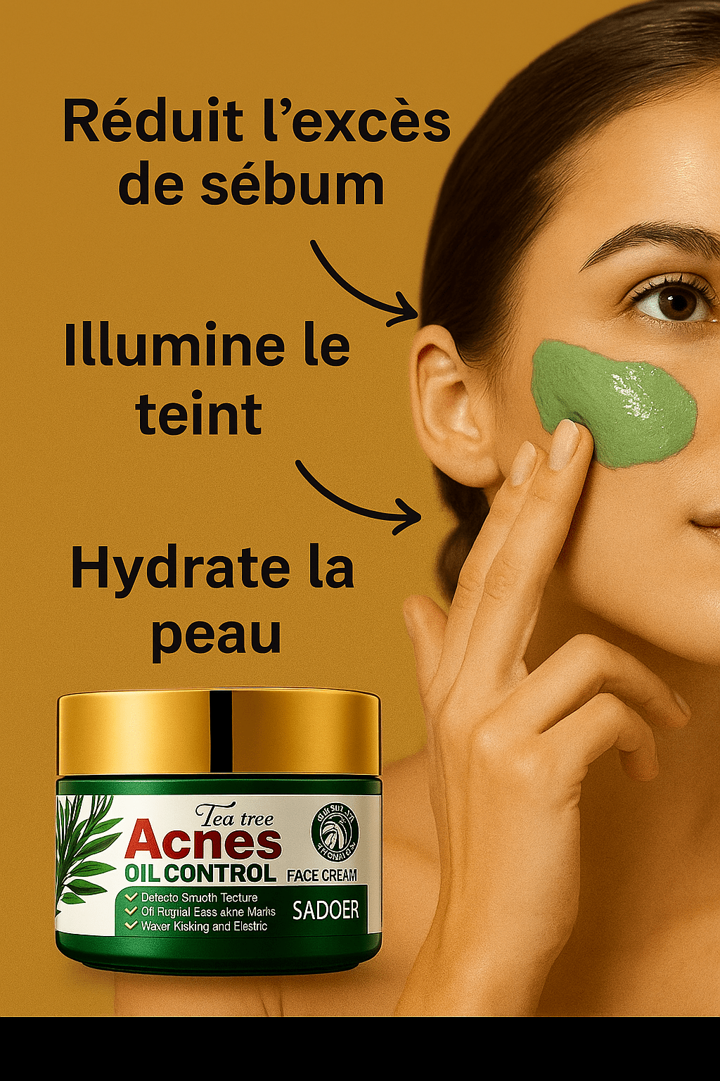 Crème visage anti - acné au Tea Tree – Contrôle du sébum & hydratation SADOER coréen - NaturaJade