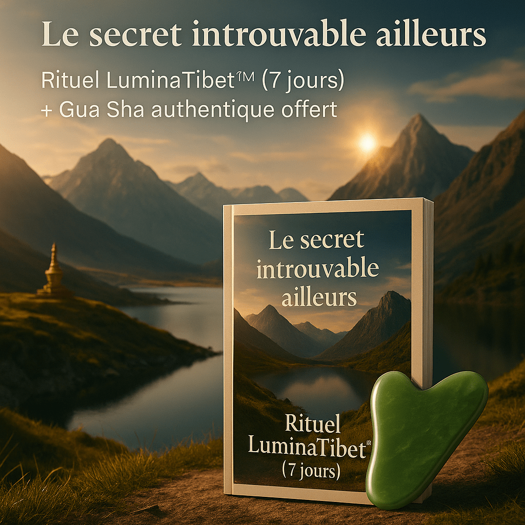 Pack Rituel LuminaTibet + Gua Sha en jade vert Authentique Offert / massage visage anti - âge. - NaturaJade