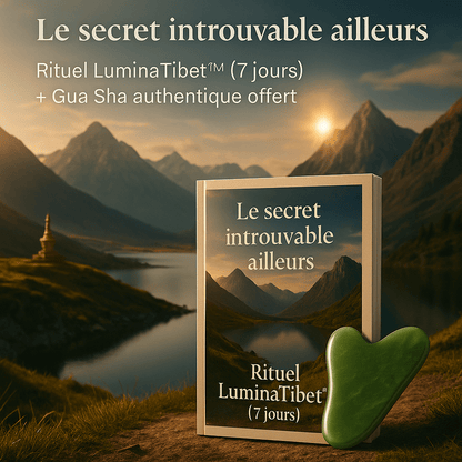 Pack Rituel LuminaTibet + Gua Sha en jade vert Authentique Offert / massage visage anti - âge. - NaturaJade