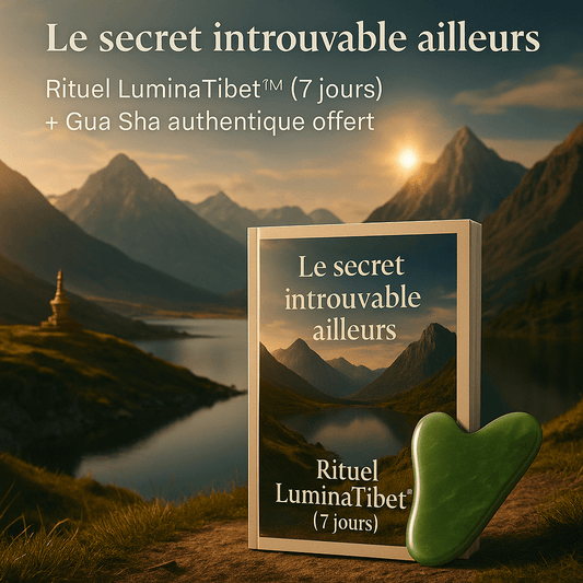 Pack Rituel LuminaTibet + Gua Sha en jade vert Authentique Offert / massage visage anti - âge. - NaturaJade