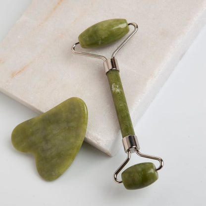 Rouleau de Jade & Gua Sha Naturel – Massage Visage Liftant & Relaxant | Jade Roller Face Lifting Tool - NaturaJade