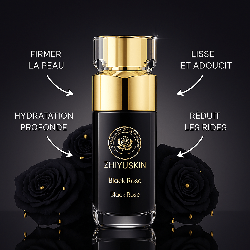 Sérum Anti - Rides Black Rose – Hydratant, Raffermissant et Lissant pour Peau Jeune & Éclatante - NaturaJade